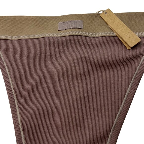 SKIMS Cotton Rib Thong Umber Womens 4X - Picture 3 of 10